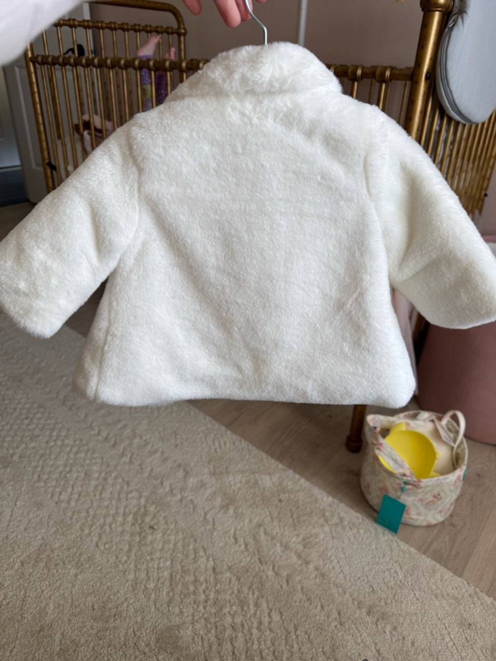 Mayoral White Faux-Fur Baby Cape Jacket with Pom Buttons - Picture 2 of 3